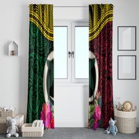 Vanuatu 44th Anniversary Independence Day Window Curtain Boars Tusk and Namele Plant LT03