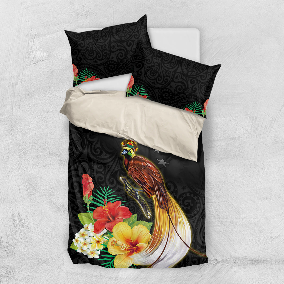 Papua New Guinea Independence Day Bedding Set PNG Flag and Bird-of-Paradise
