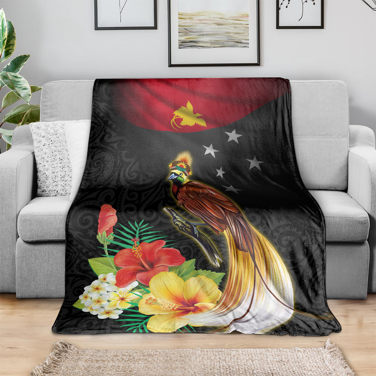 Papua New Guinea Independence Day Blanket PNG Flag and Bird-of-Paradise