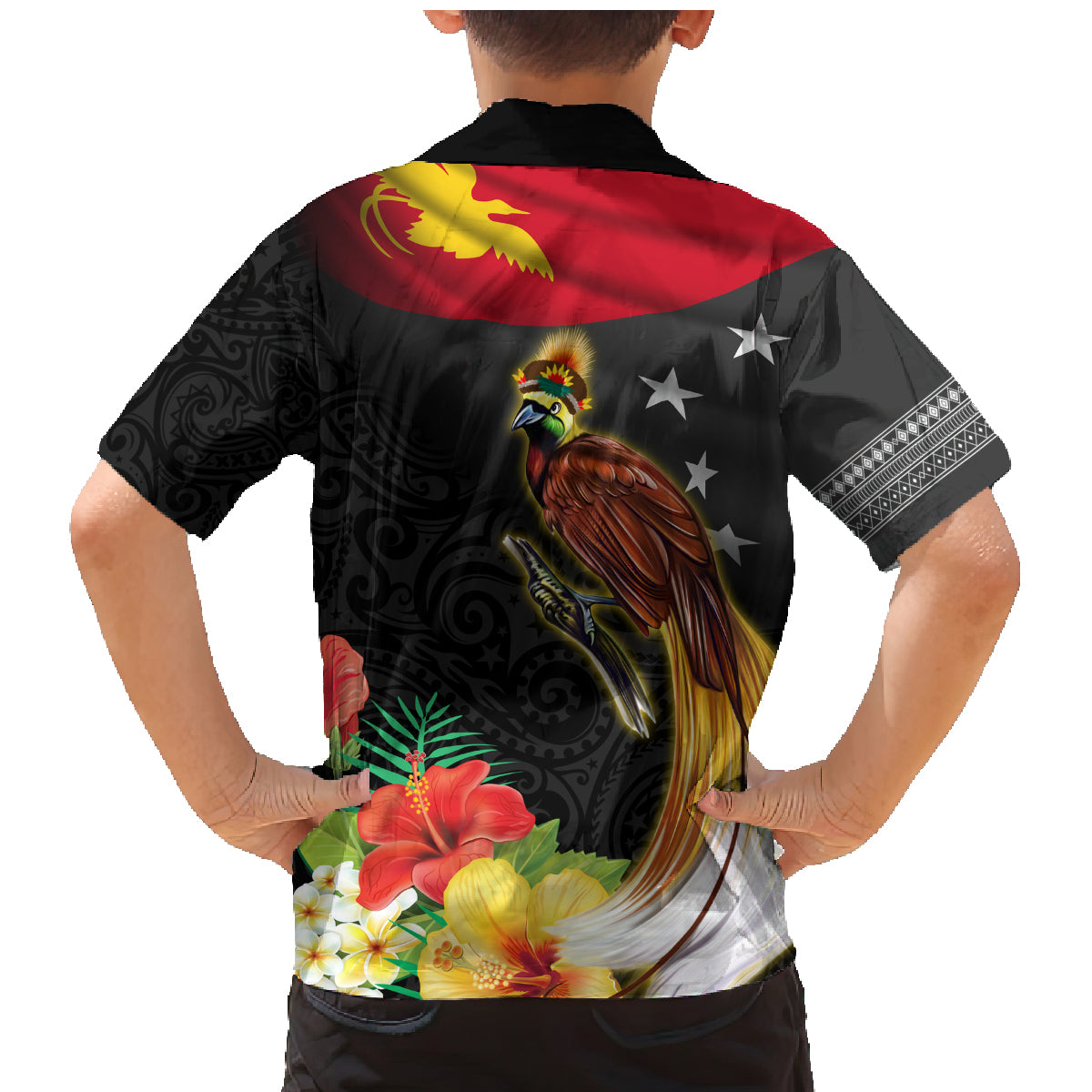 Papua New Guinea Independence Day Family Matching Mermaid Dress and Hawaiian Shirt PNG Flag and Bird-of-Paradise