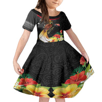 Papua New Guinea Independence Day Family Matching Off Shoulder Short Dress and Hawaiian Shirt PNG Flag and Bird-of-Paradise