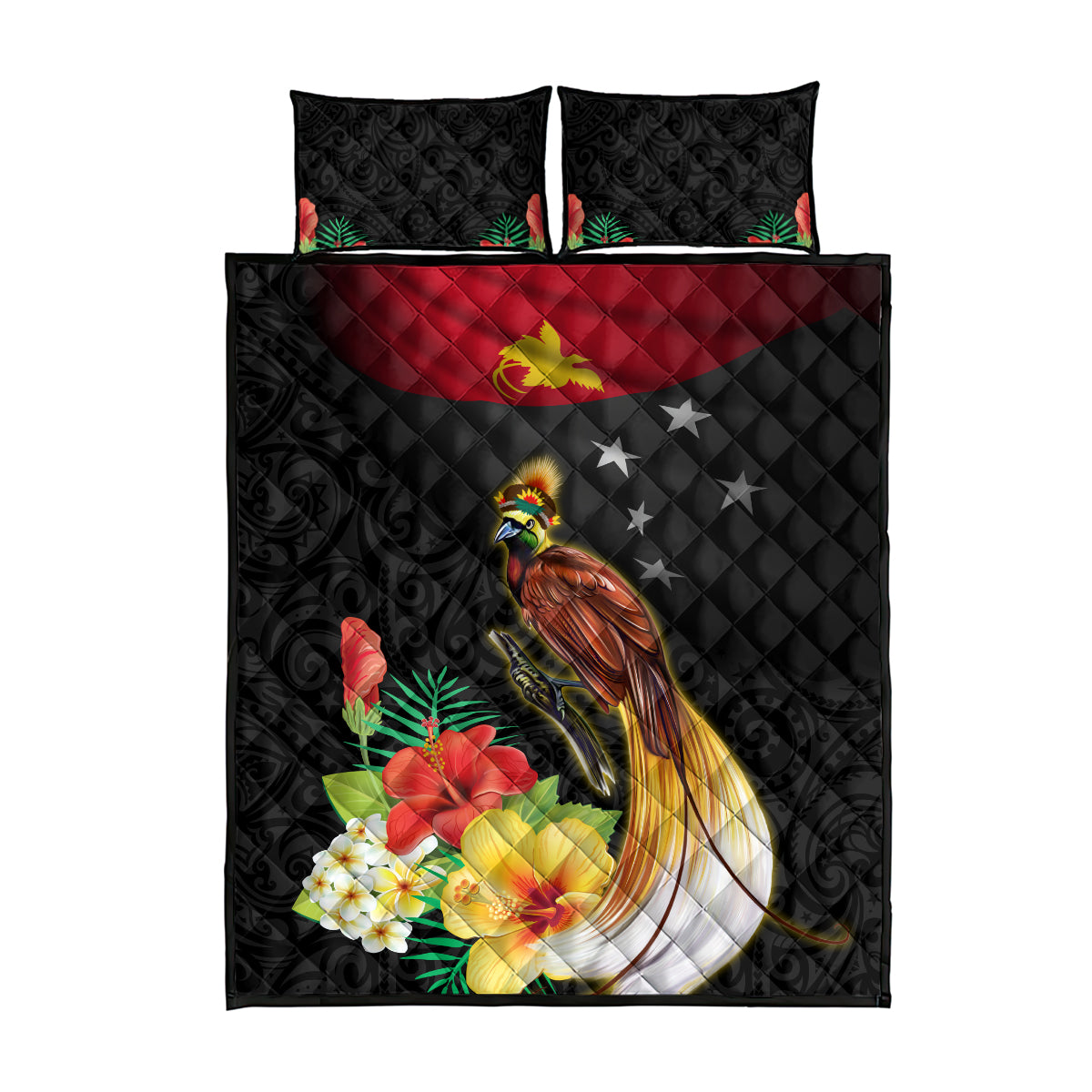 Papua New Guinea Independence Day Quilt Bed Set PNG Flag and Bird-of-Paradise
