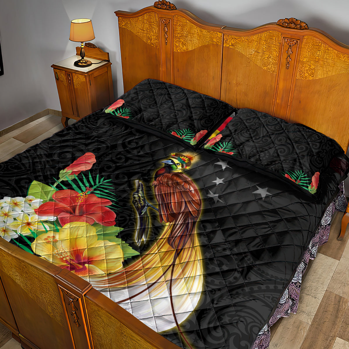 Papua New Guinea Independence Day Quilt Bed Set PNG Flag and Bird-of-Paradise