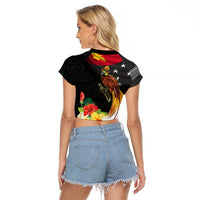 Papua New Guinea Independence Day Raglan Cropped T Shirt PNG Flag and Bird-of-Paradise