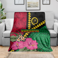 Vanuatu Flag Hibiscus Polynesian Pattern Blanket