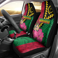 Vanuatu Flag Hibiscus Polynesian Pattern Car Seat Cover
