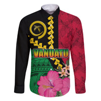 Vanuatu Flag Hibiscus Polynesian Pattern Family Matching Mermaid Dress and Hawaiian Shirt