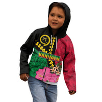 Vanuatu Flag Hibiscus Polynesian Pattern Kid Hoodie