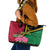 Vanuatu Flag Hibiscus Polynesian Pattern Leather Tote Bag