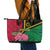 Vanuatu Flag Hibiscus Polynesian Pattern Leather Tote Bag