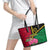 Vanuatu Flag Hibiscus Polynesian Pattern Leather Tote Bag