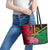 Vanuatu Flag Hibiscus Polynesian Pattern Leather Tote Bag