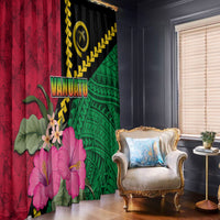 Vanuatu Flag Hibiscus Polynesian Pattern Window Curtain