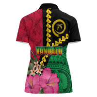 Vanuatu Flag Hibiscus Polynesian Pattern Women Polo Shirt