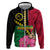 Vanuatu Flag Hibiscus Polynesian Pattern Zip Hoodie