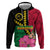 Vanuatu Flag Hibiscus Polynesian Pattern Zip Hoodie