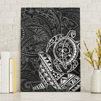 Hawaii Monk Seal and Dolphin Canvas Wall Art Polynesian Kakau Pattern Black White Color