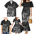 Hawaii Monk Seal and Dolphin Family Matching Mermaid Dress and Hawaiian Shirt Polynesian Kakau Pattern Black White Color