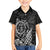 Hawaii Monk Seal and Dolphin Family Matching Short Sleeve Bodycon Dress and Hawaiian Shirt Polynesian Kakau Pattern Black White Color