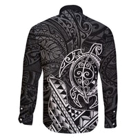 Hawaii Monk Seal and Dolphin Family Matching Tank Maxi Dress and Hawaiian Shirt Polynesian Kakau Pattern Black White Color