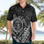 Hawaii Monk Seal and Dolphin Hawaiian Shirt Polynesian Kakau Pattern Black White Color