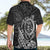 Hawaii Monk Seal and Dolphin Hawaiian Shirt Polynesian Kakau Pattern Black White Color