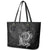 Hawaii Monk Seal and Dolphin Leather Tote Bag Polynesian Kakau Pattern Black White Color