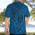 Hawaii Monk Seal and Dolphin Hawaiian Shirt Polynesian Kakau Pattern Blue