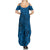 Hawaii Monk Seal and Dolphin Summer Maxi Dress Polynesian Kakau Pattern Blue