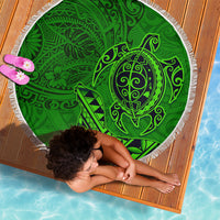 Hawaii Monk Seal and Dolphin Beach Blanket Polynesian Kakau Pattern Green