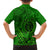 Hawaii Monk Seal and Dolphin Family Matching Off Shoulder Short Dress and Hawaiian Shirt Polynesian Kakau Pattern Green