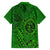Hawaii Monk Seal and Dolphin Family Matching Off Shoulder Short Dress and Hawaiian Shirt Polynesian Kakau Pattern Green