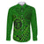 Hawaii Monk Seal and Dolphin Family Matching Off Shoulder Short Dress and Hawaiian Shirt Polynesian Kakau Pattern Green