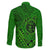 Hawaii Monk Seal and Dolphin Family Matching Off Shoulder Short Dress and Hawaiian Shirt Polynesian Kakau Pattern Green