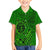 Hawaii Monk Seal and Dolphin Family Matching Off Shoulder Short Dress and Hawaiian Shirt Polynesian Kakau Pattern Green