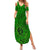 Hawaii Monk Seal and Dolphin Summer Maxi Dress Polynesian Kakau Pattern Green