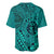 Hawaii Monk Seal and Dolphin Baseball Jersey Polynesian Kakau Pattern Turquoise
