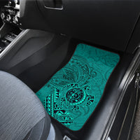 Hawaii Monk Seal and Dolphin Car Mats Polynesian Kakau Pattern Turquoise
