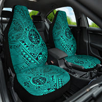 Hawaii Monk Seal and Dolphin Car Seat Cover Polynesian Kakau Pattern Turquoise