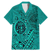 Hawaii Monk Seal and Dolphin Family Matching Mermaid Dress and Hawaiian Shirt Polynesian Kakau Pattern Turquoise