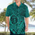 Hawaii Monk Seal and Dolphin Hawaiian Shirt Polynesian Kakau Pattern Turquoise