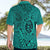 Hawaii Monk Seal and Dolphin Hawaiian Shirt Polynesian Kakau Pattern Turquoise