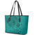 Hawaii Monk Seal and Dolphin Leather Tote Bag Polynesian Kakau Pattern Turquoise