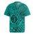 Hawaii Monk Seal and Dolphin Rugby Jersey Polynesian Kakau Pattern Turquoise
