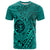 Hawaii Monk Seal and Dolphin T Shirt Polynesian Kakau Pattern Turquoise