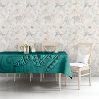 Hawaii Monk Seal and Dolphin Tablecloth Polynesian Kakau Pattern Turquoise
