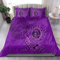 Hawaii Monk Seal and Dolphin Bedding Set Polynesian Kakau Pattern Purple