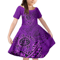 Hawaii Monk Seal and Dolphin Family Matching Mermaid Dress and Hawaiian Shirt Polynesian Kakau Pattern Purple
