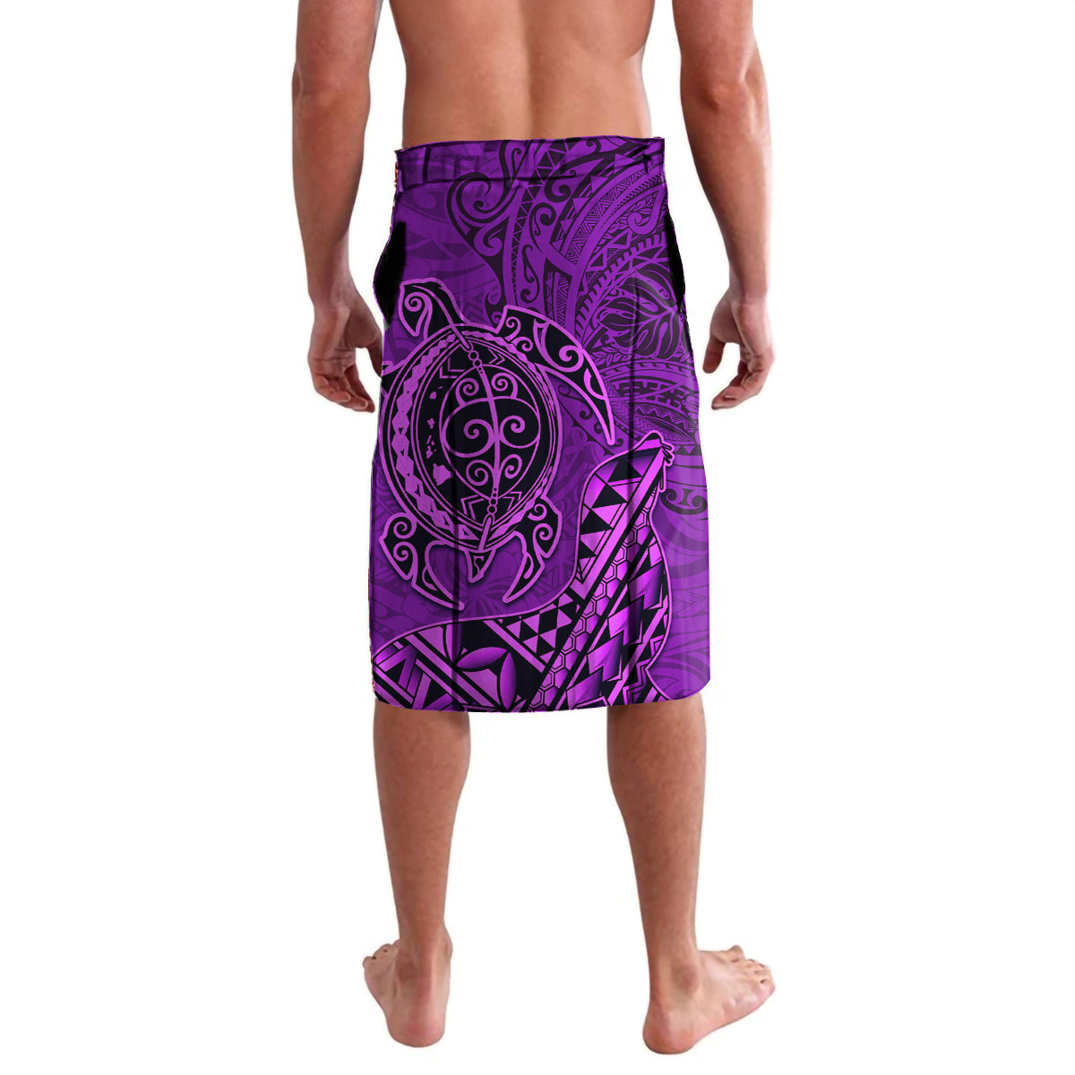 Hawaii Monk Seal and Dolphin Lavalava Polynesian Kakau Pattern Purple
