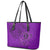 Hawaii Monk Seal and Dolphin Leather Tote Bag Polynesian Kakau Pattern Purple